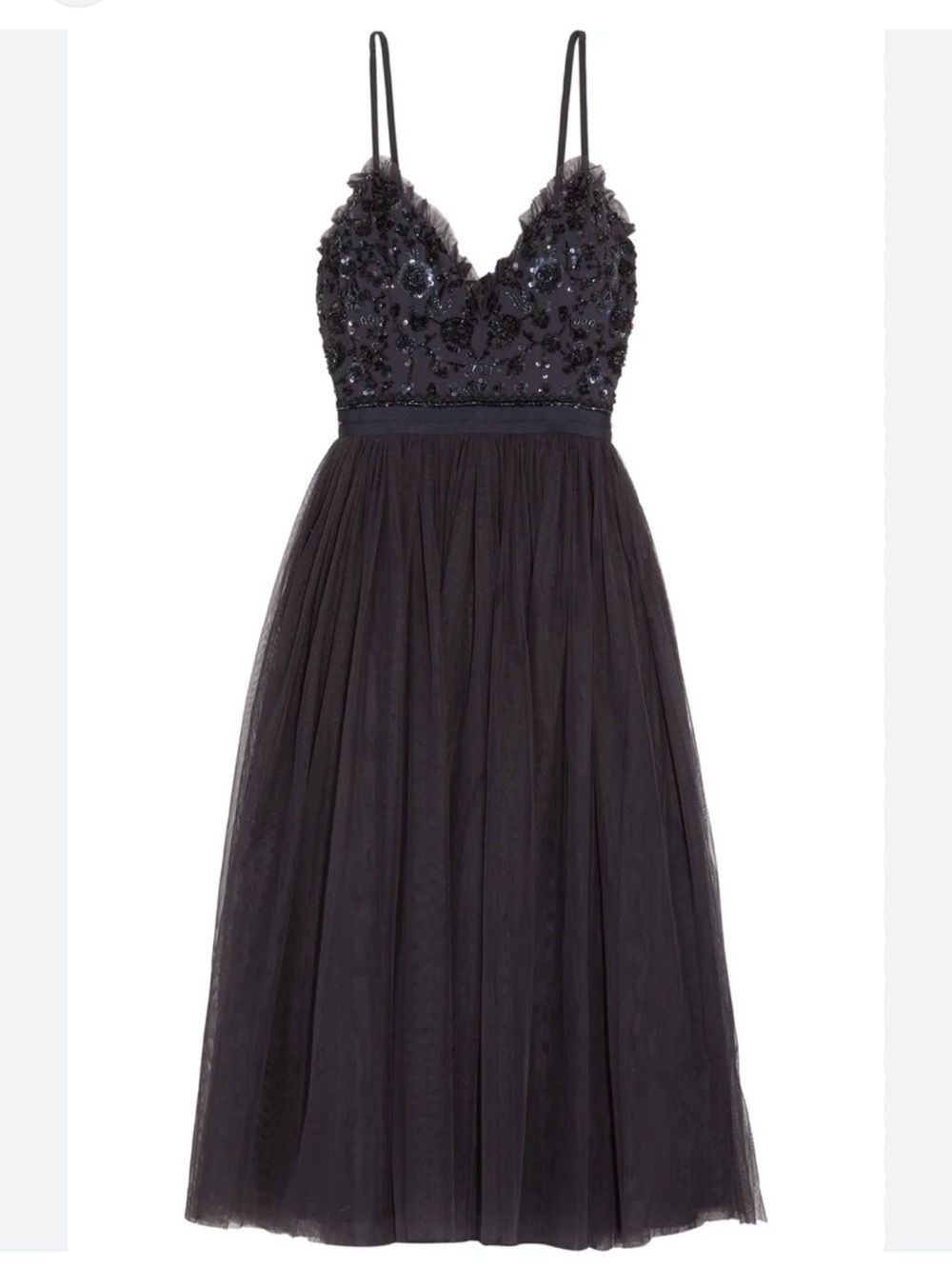 Needle & Thread Embellished Tulle Midi Dress Formal Navy Size US 10